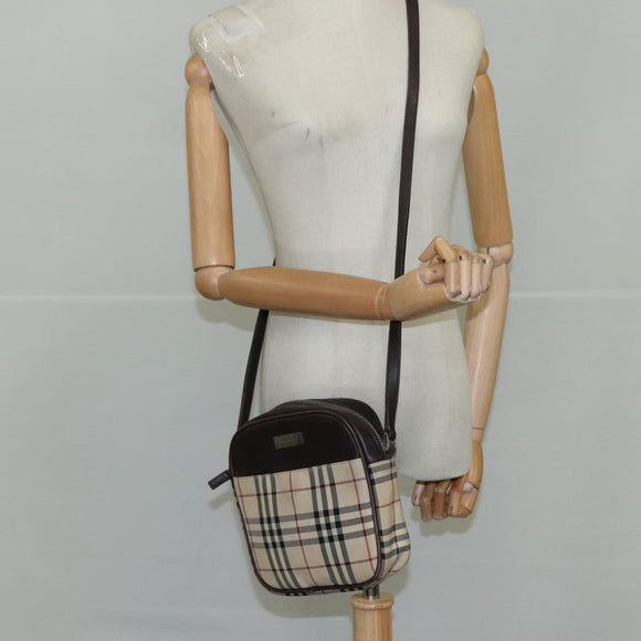 BURBERRY Nova Check Shoulder Bag Canvas Beige Auth th5516