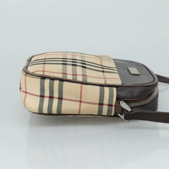 BURBERRY Nova Check Shoulder Bag Canvas Beige Auth th5516