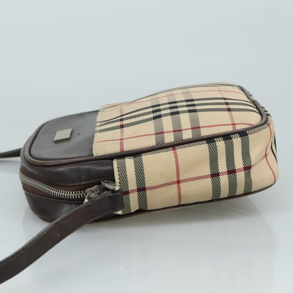 BURBERRY Nova Check Shoulder Bag Canvas Beige Auth th5516