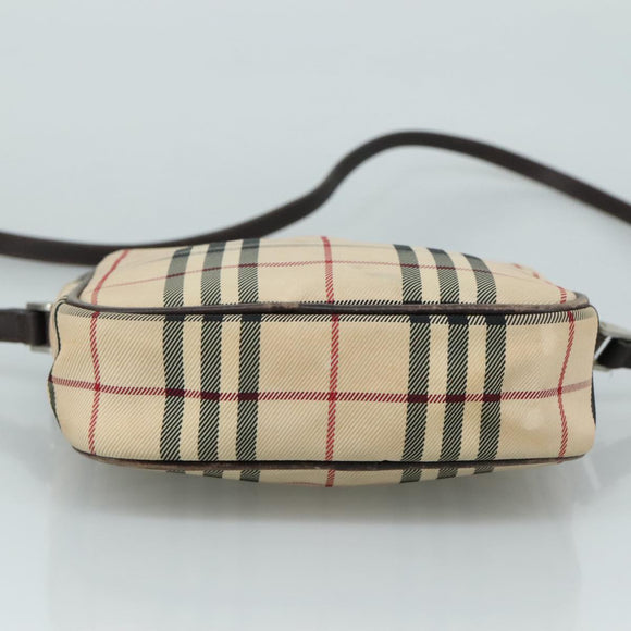 BURBERRY Nova Check Shoulder Bag Canvas Beige Auth th5516