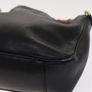 GUCCI Bamboo Hand Bag Leather 2way Black Gold 001 1705 1638 Auth th5549-14