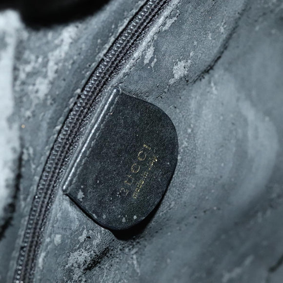 GUCCI Bamboo Hand Bag Leather 2way Black Gold 001 1705 1638 Auth th5549