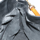 GUCCI Bamboo Hand Bag Leather 2way Black Gold 001 1705 1638 Auth th5549-18