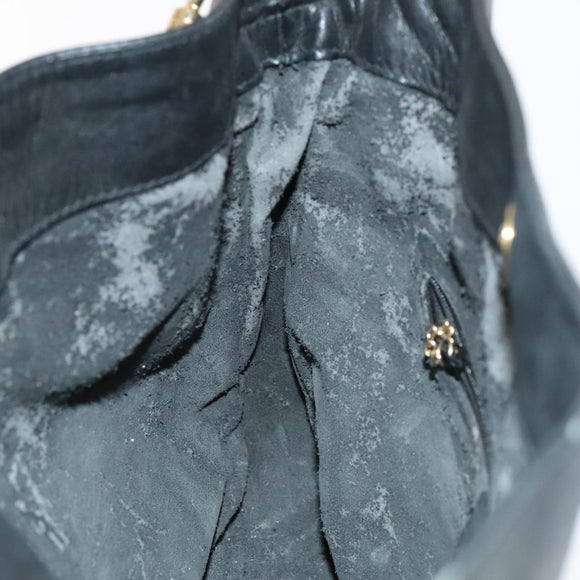 GUCCI Bamboo Hand Bag Leather 2way Black Gold 001 1705 1638 Auth th5549