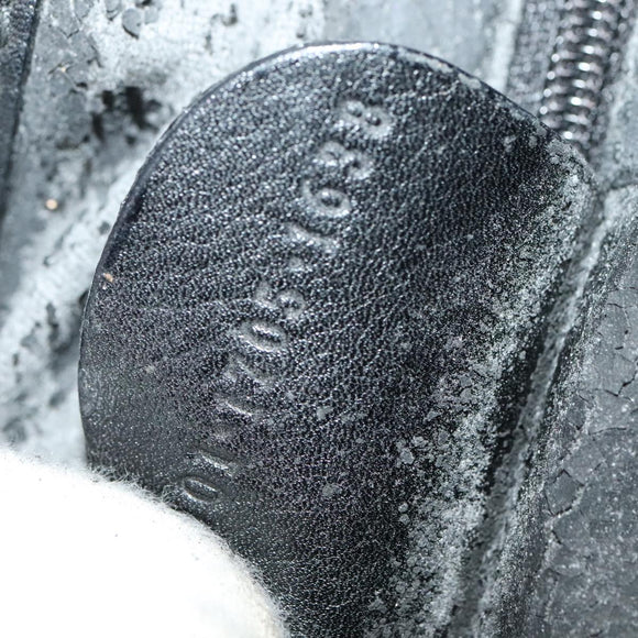 GUCCI Bamboo Hand Bag Leather 2way Black Gold 001 1705 1638 Auth th5549