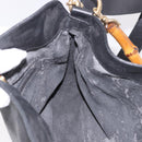 GUCCI Bamboo Hand Bag Leather 2way Black Gold 001 1705 1638 Auth th5549-23