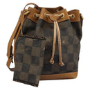 FENDI Pecan Canvas Shoulder Bag PVC Leather Brown Auth th5553-1