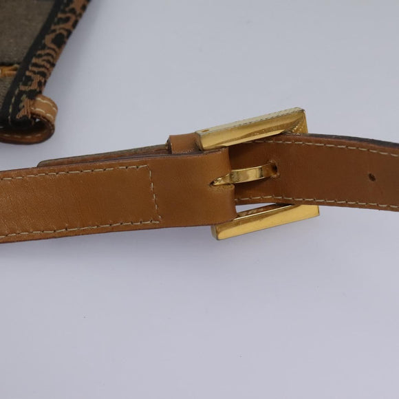 FENDI Pecan Canvas Shoulder Bag PVC Leather Brown Auth th5553