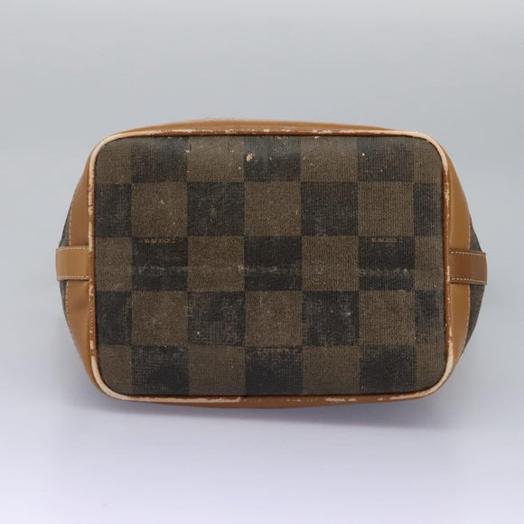 FENDI Pecan Canvas Shoulder Bag PVC Leather Brown Auth th5553