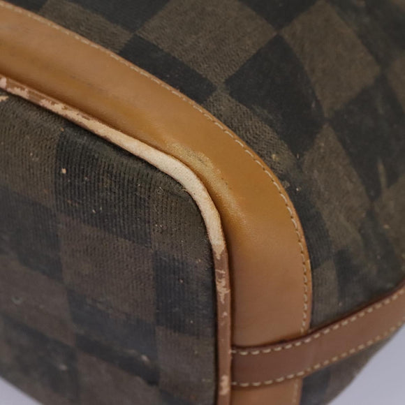 FENDI Pecan Canvas Shoulder Bag PVC Leather Brown Auth th5553