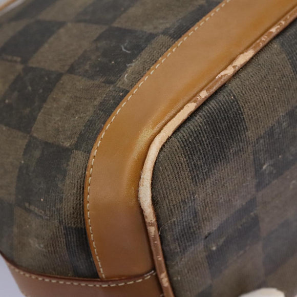 FENDI Pecan Canvas Shoulder Bag PVC Leather Brown Auth th5553