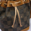 FENDI Pecan Canvas Shoulder Bag PVC Leather Brown Auth th5553-11