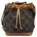 FENDI Pecan Canvas Shoulder Bag PVC Leather Brown Auth th5553-13