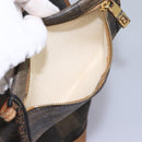 FENDI Pecan Canvas Shoulder Bag PVC Leather Brown Auth th5553-24