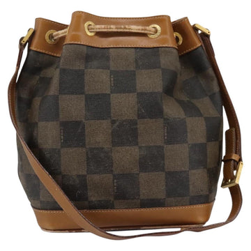 FENDI Pecan Canvas Shoulder Bag PVC Leather Brown Auth th5553 - 0