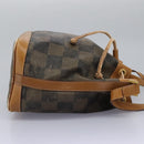 FENDI Pecan Canvas Shoulder Bag PVC Leather Brown Auth th5553-4