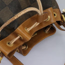 FENDI Pecan Canvas Shoulder Bag PVC Leather Brown Auth th5553-6