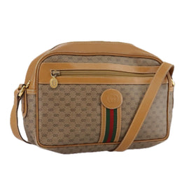 GUCCI Micro GG Supreme Web Sherry Line Shoulder Bag PVC Beige Red Auth th5563