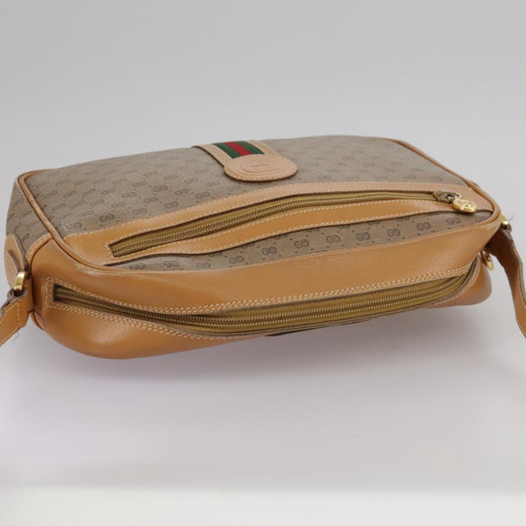 GUCCI Micro GG Supreme Web Sherry Line Shoulder Bag PVC Beige Red Auth th5563