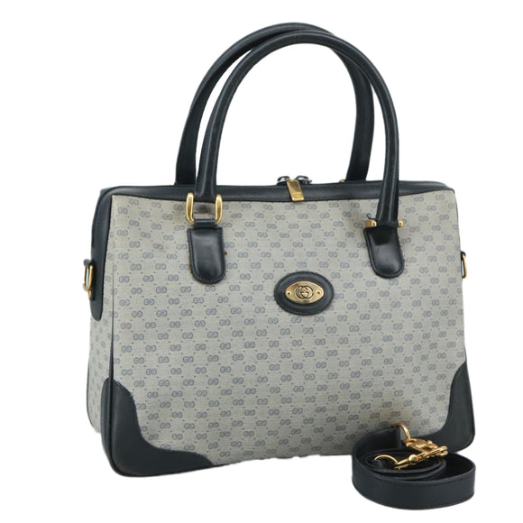 GUCCI Micro GG Supreme Hand Bag PVC 2way Navy Gold 002 58 0033 Auth th5567