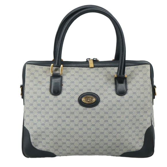 GUCCI Micro GG Supreme Hand Bag PVC 2way Navy Gold 002 58 0033 Auth th5567