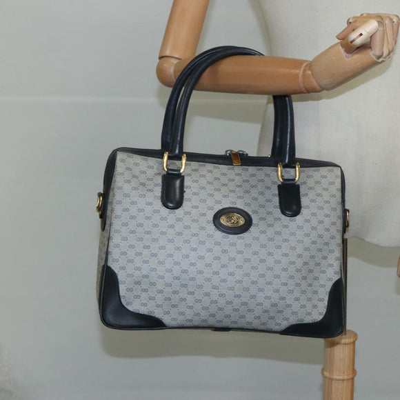 GUCCI Micro GG Supreme Hand Bag PVC 2way Navy Gold 002 58 0033 Auth th5567