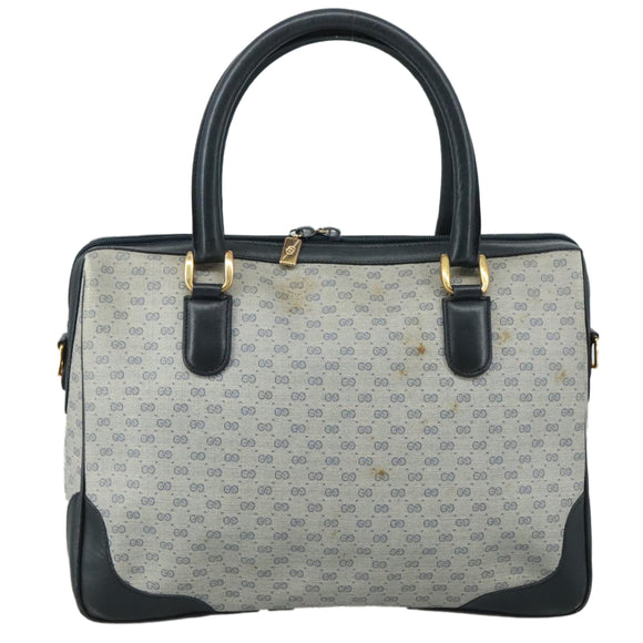 GUCCI Micro GG Supreme Hand Bag PVC 2way Navy Gold 002 58 0033 Auth th5567