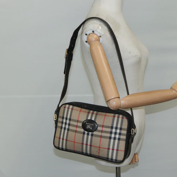Burberrys Nova Check Shoulder Bag Canvas Beige Auth th5571