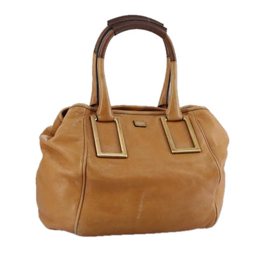 Chloe Etel Hand Bag Leather Brown Gold Auth th5573