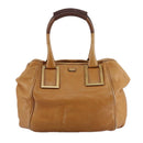 Chloe Etel Hand Bag Leather Brown Gold Auth th5573-13