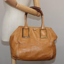 Chloe Etel Hand Bag Leather Brown Gold Auth th5573-23