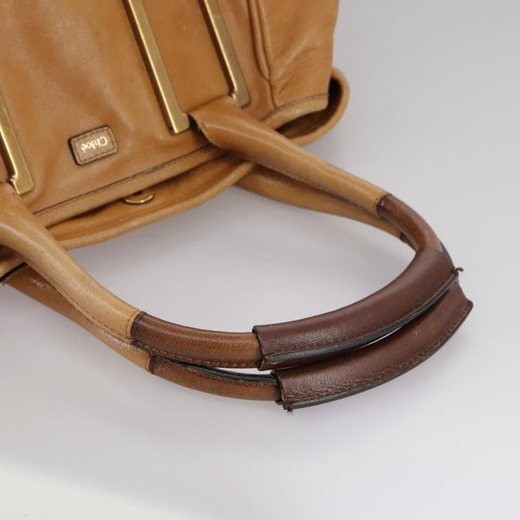 Chloe Etel Hand Bag Leather Brown Gold Auth th5573