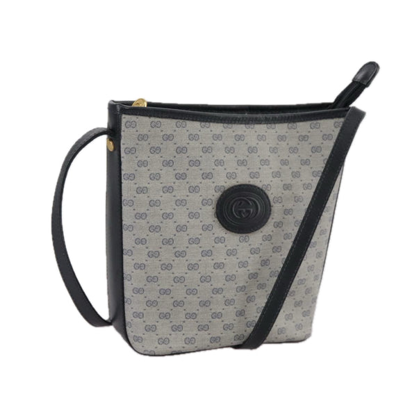 GUCCI Micro GG Supreme Shoulder Bag PVC Navy Gold 007 89 1095 Auth th5584