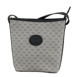 GUCCI Micro GG Supreme Shoulder Bag PVC Navy Gold 007 89 1095 Auth th5584 - 0