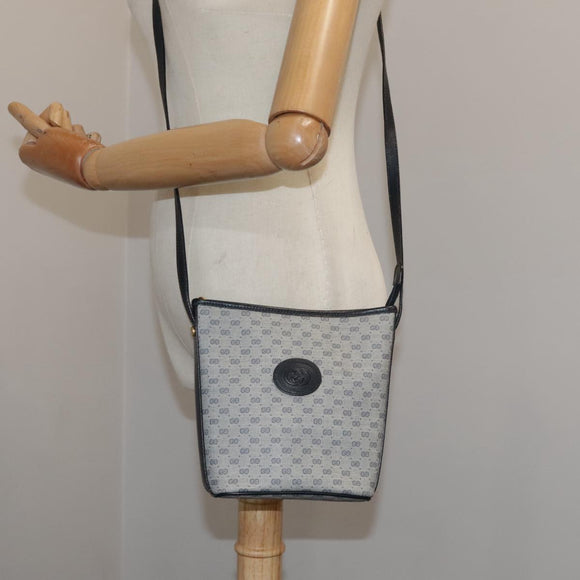 GUCCI Micro GG Supreme Shoulder Bag PVC Navy Gold 007 89 1095 Auth th5584