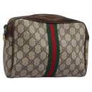 GUCCI GG Supreme Web Sherry Line Clutch Bag PVC Beige Red Green Auth th5590-1