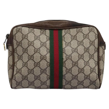 GUCCI GG Supreme Web Sherry Line Clutch Bag PVC Beige Red Green Auth th5590 - 0