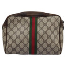 GUCCI GG Supreme Web Sherry Line Clutch Bag PVC Beige Red Green Auth th5590-3