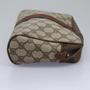GUCCI GG Supreme Web Sherry Line Clutch Bag PVC Beige Red Green Auth th5590-5