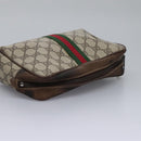GUCCI GG Supreme Web Sherry Line Clutch Bag PVC Beige Red Green Auth th5590-6