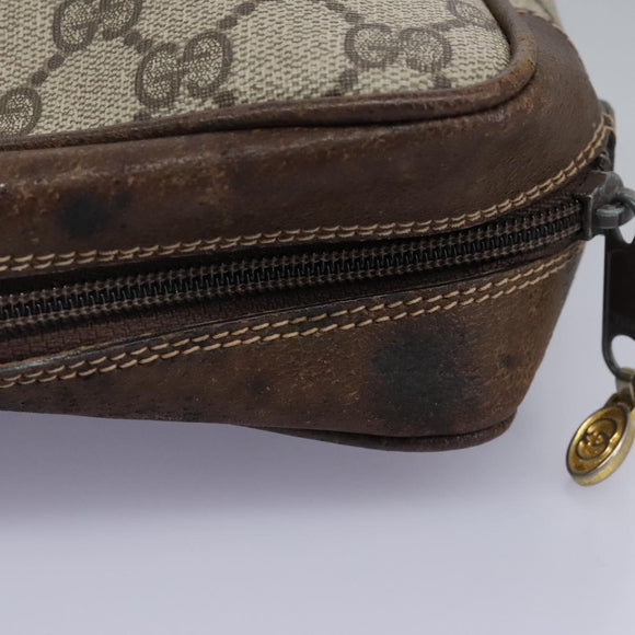 GUCCI GG Supreme Web Sherry Line Clutch Bag PVC Beige Red Green Auth th5590