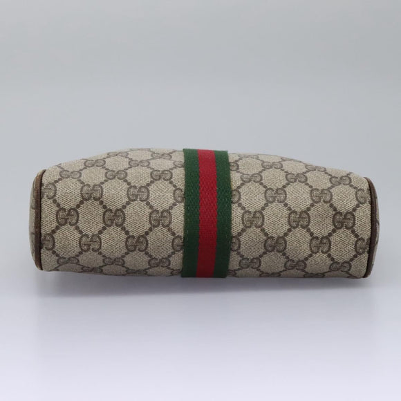 GUCCI GG Supreme Web Sherry Line Clutch Bag PVC Beige Red Green Auth th5590