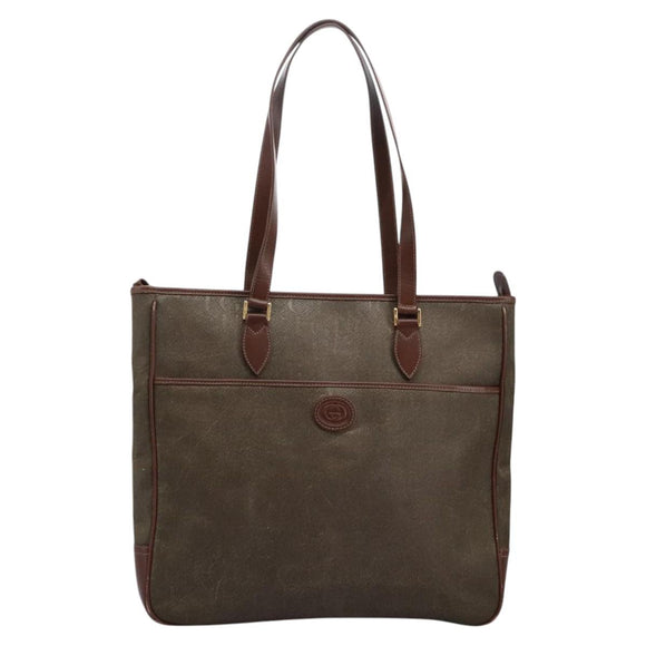 GUCCI Tote Bag Canvas Khaki 002 39 0149 Auth th5601