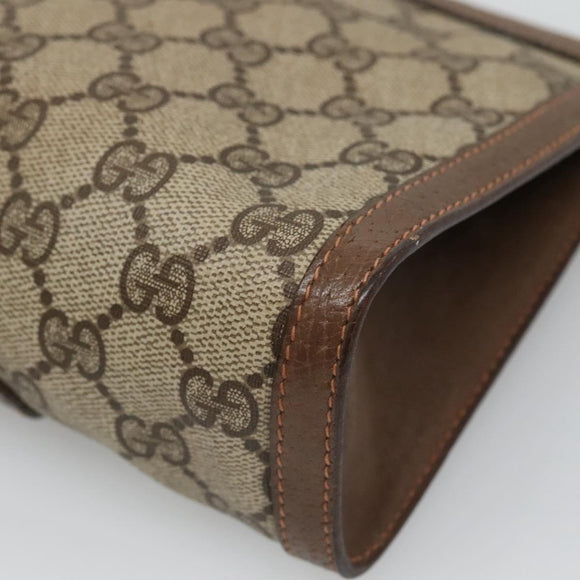 GUCCI GG Supreme Web Sherry Line Clutch Bag PVC Beige Red 89 01 032 Auth th5635