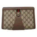 GUCCI GG Supreme Web Sherry Line Clutch Bag PVC Beige Red 89 01 032 Auth th5635-13