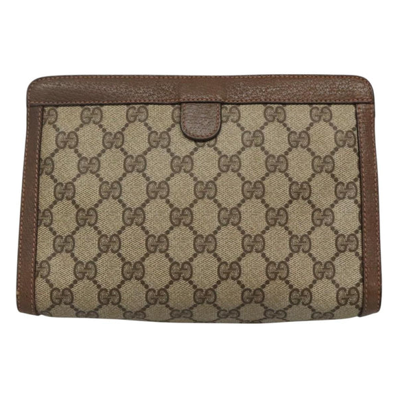 GUCCI GG Supreme Web Sherry Line Clutch Bag PVC Beige Red 89 01 032 Auth th5635