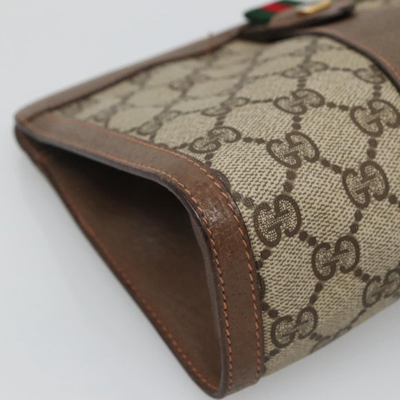 GUCCI GG Supreme Web Sherry Line Clutch Bag PVC Beige Red 89 01 032 Auth th5635