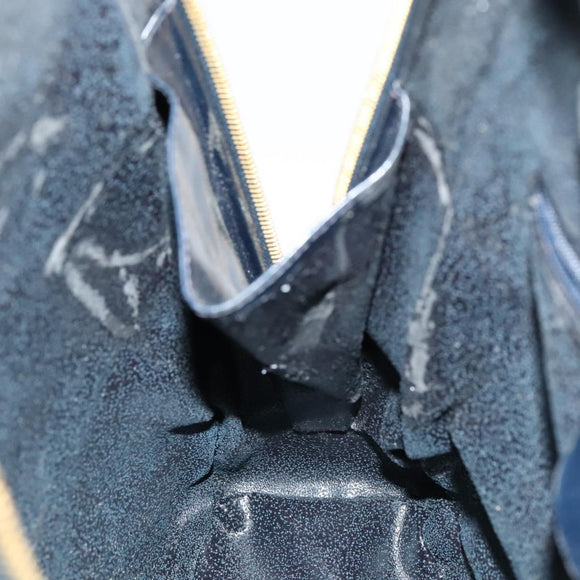 GUCCI Bamboo Shoulder Bag Patent leather Navy Gold 003 2113 0027 Auth th5637