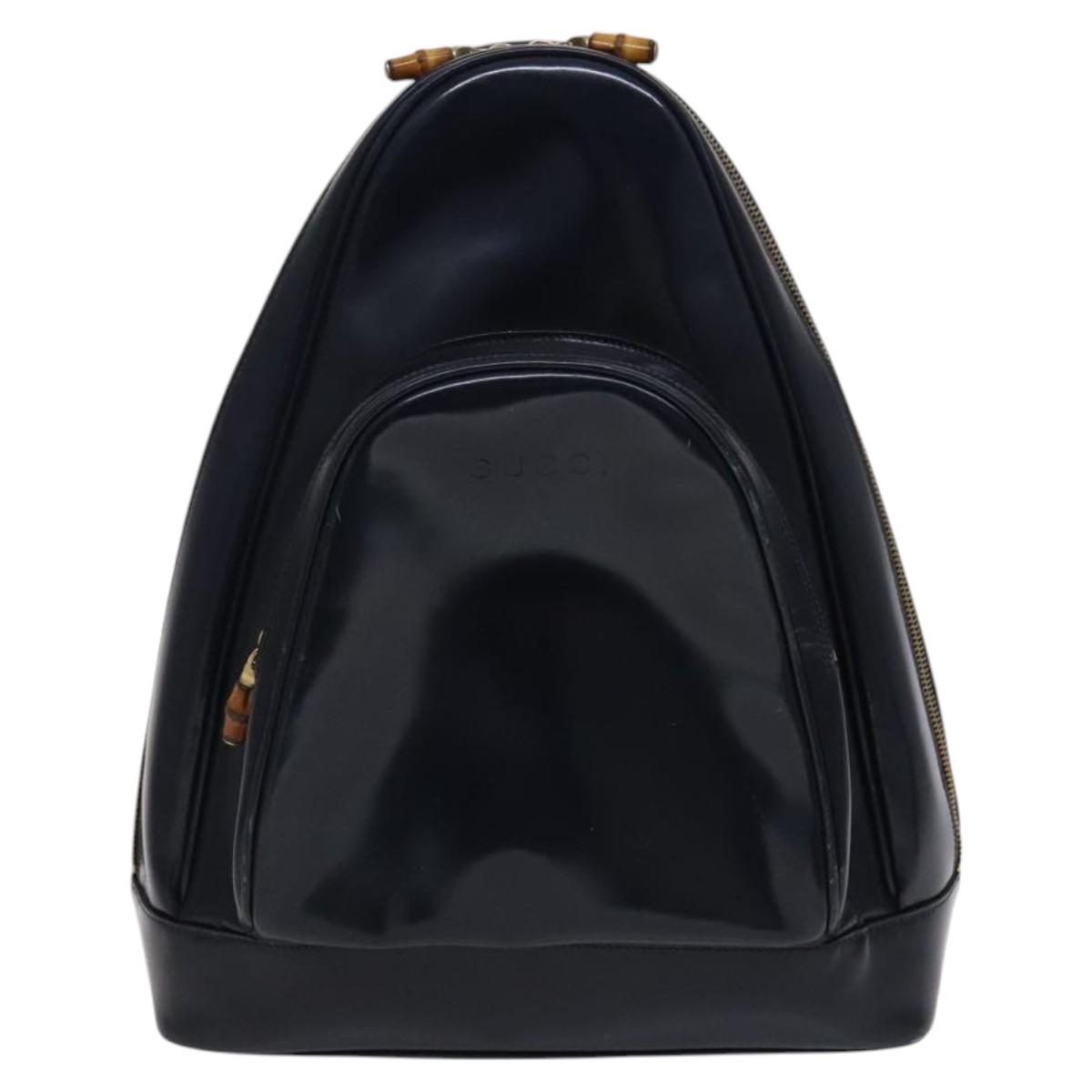 GUCCI Bamboo Shoulder Bag Patent leather Navy Gold 003 2113  display picture 3
