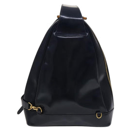 GUCCI Bamboo Shoulder Bag Patent leather Navy Gold 003 2113 0027 Auth th5637 - 0